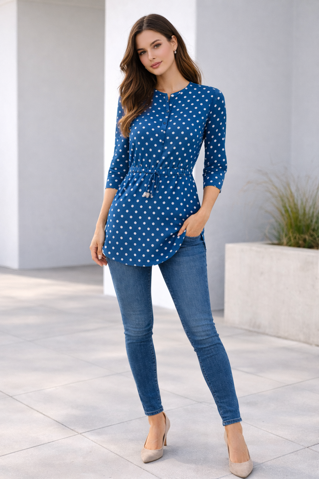 teal-polka-dot-rayon-drawstring-tunic-top-1.png