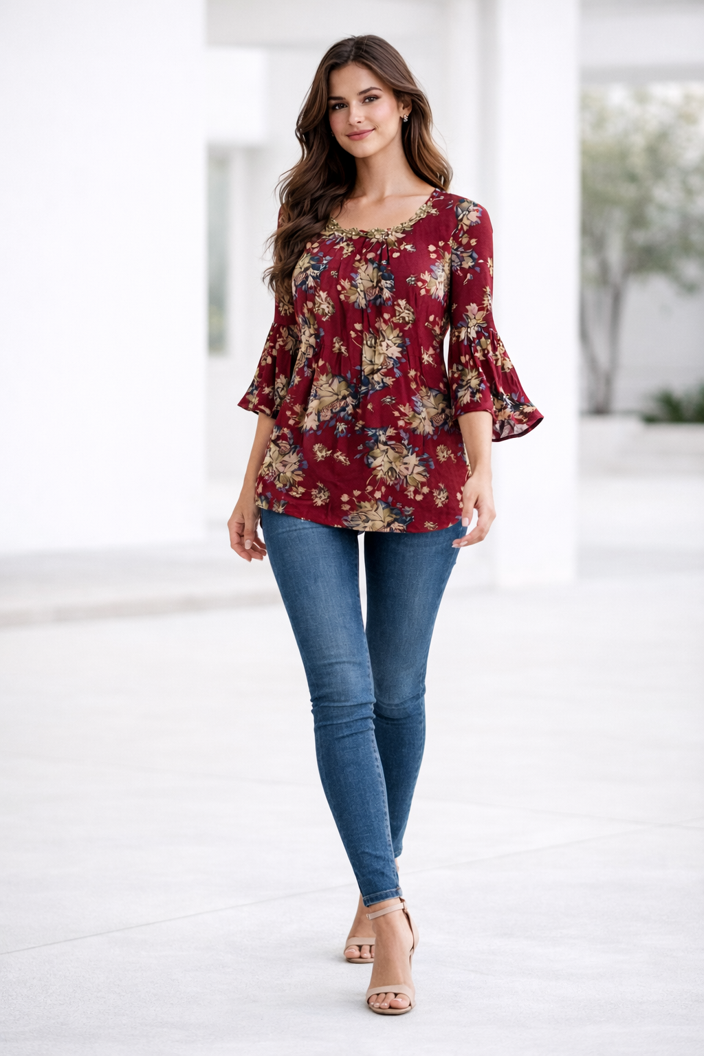 womens-burgundy-floral-bell-sleeve-casual-top-1.png