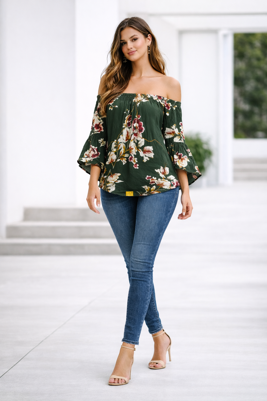 womens-floral-off-shoulder-cotton-top-green-1.png