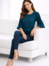 womens-pleated-bell-sleeve-stretchable-cotton-top-teal-2.png