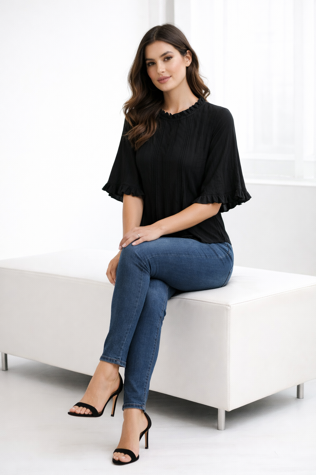 womens-pleated-ruffle-sleeve-georgette-top-black-2.png