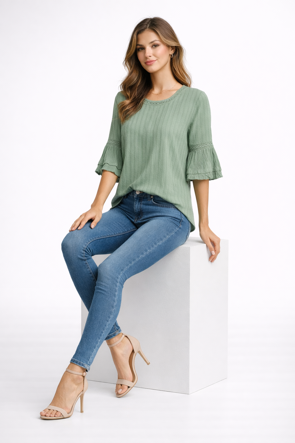 womens-ruffle-sleeve-cotton-casual-top-sage-green-2.png