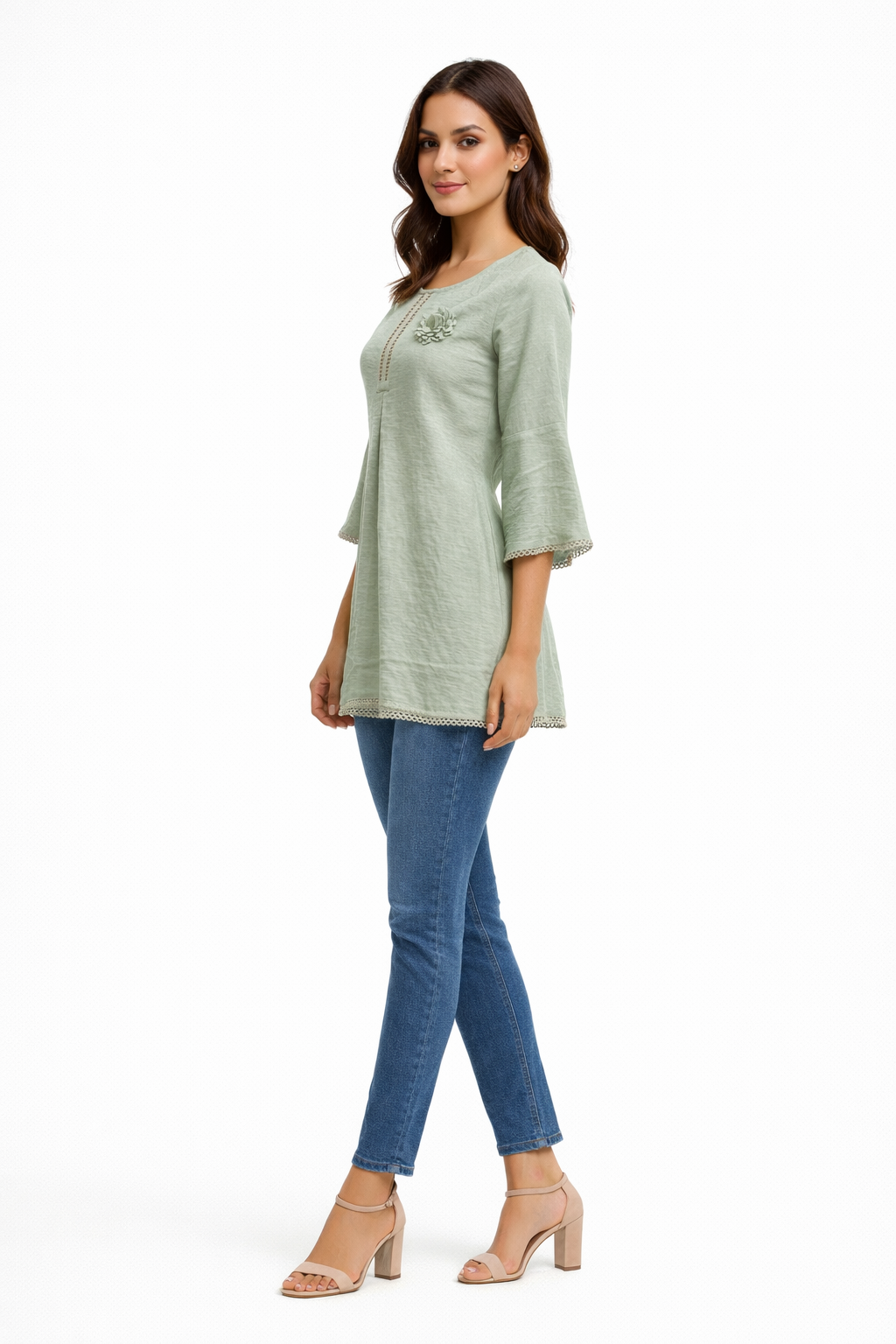 womens-solid-cotton-lace-trim-tunic-top-green-3.png