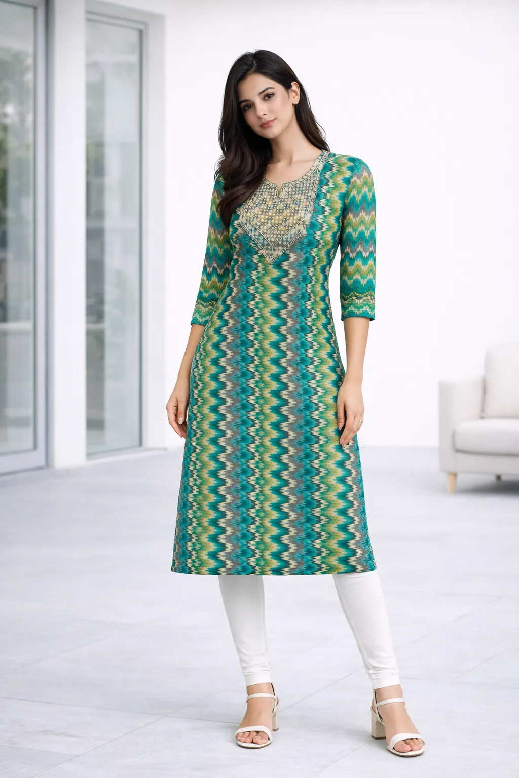 teal-chevron-printed-cotton-straight-kurti-1.webp