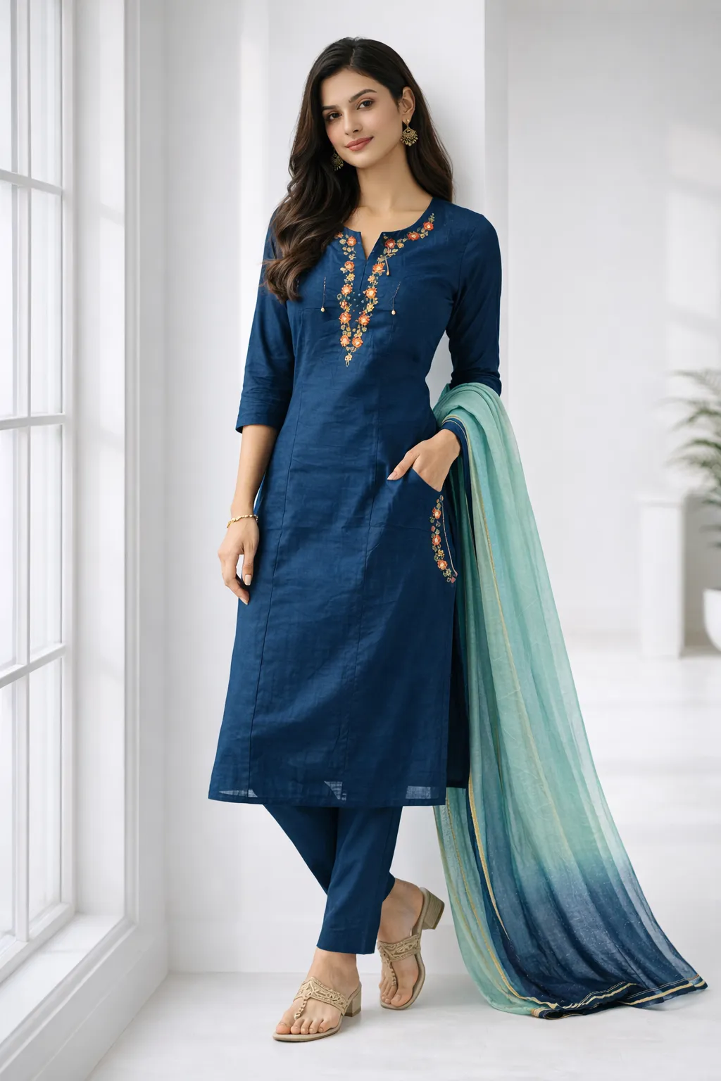 womens-silk-embroidered-kurti-set-od-blue-1.webp