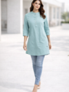 womens-solid-sea-green-cotton-tunic-1.png