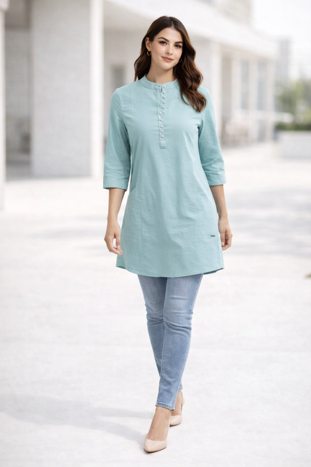 womens-solid-sea-green-cotton-tunic-1.png