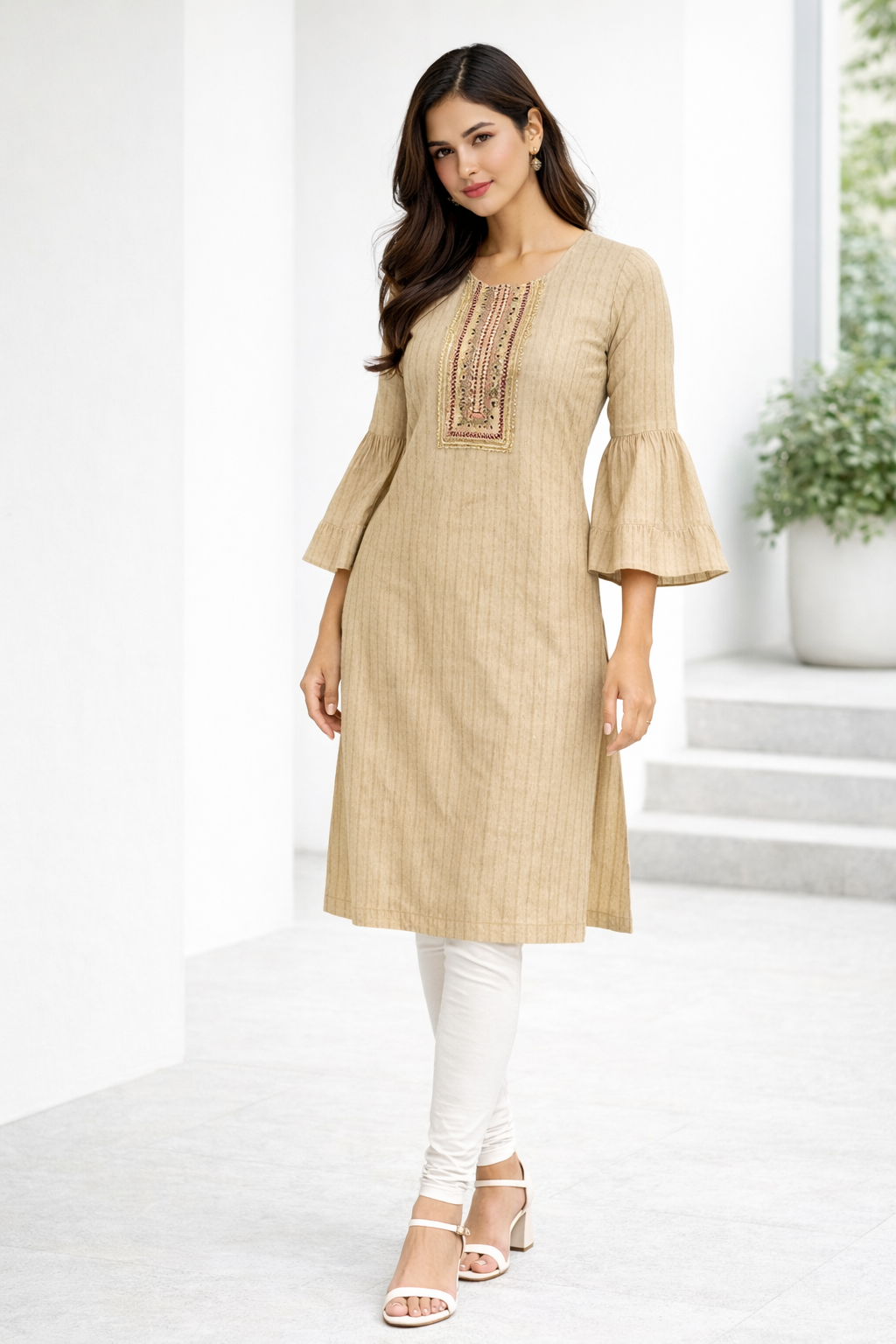 womens-striped-embroidered-cotton-bell-sleeve-kurti-beige-1.webp