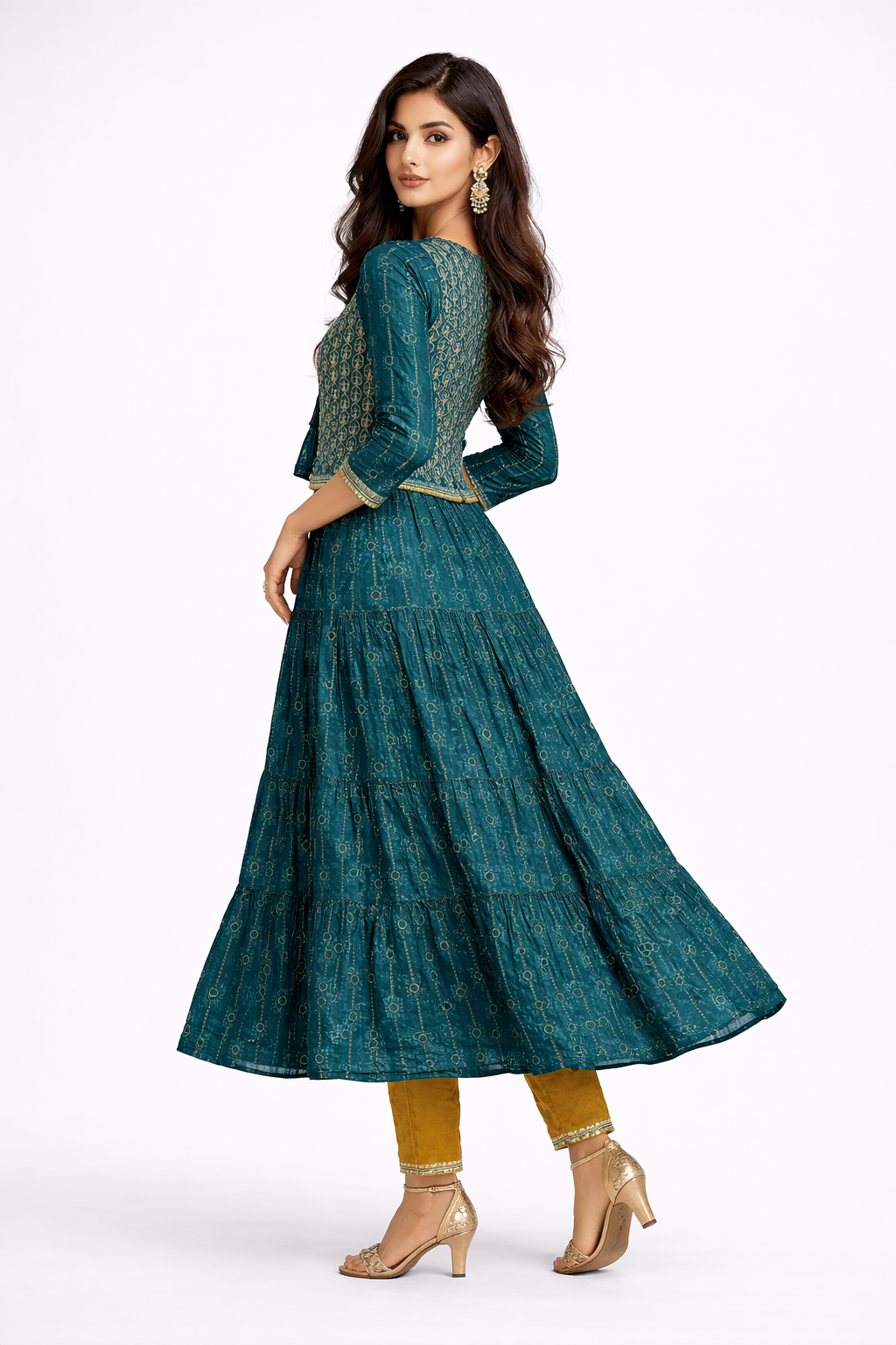 womens-teal-printed-tiered-kurti-with-mustard-pant-set-4.png