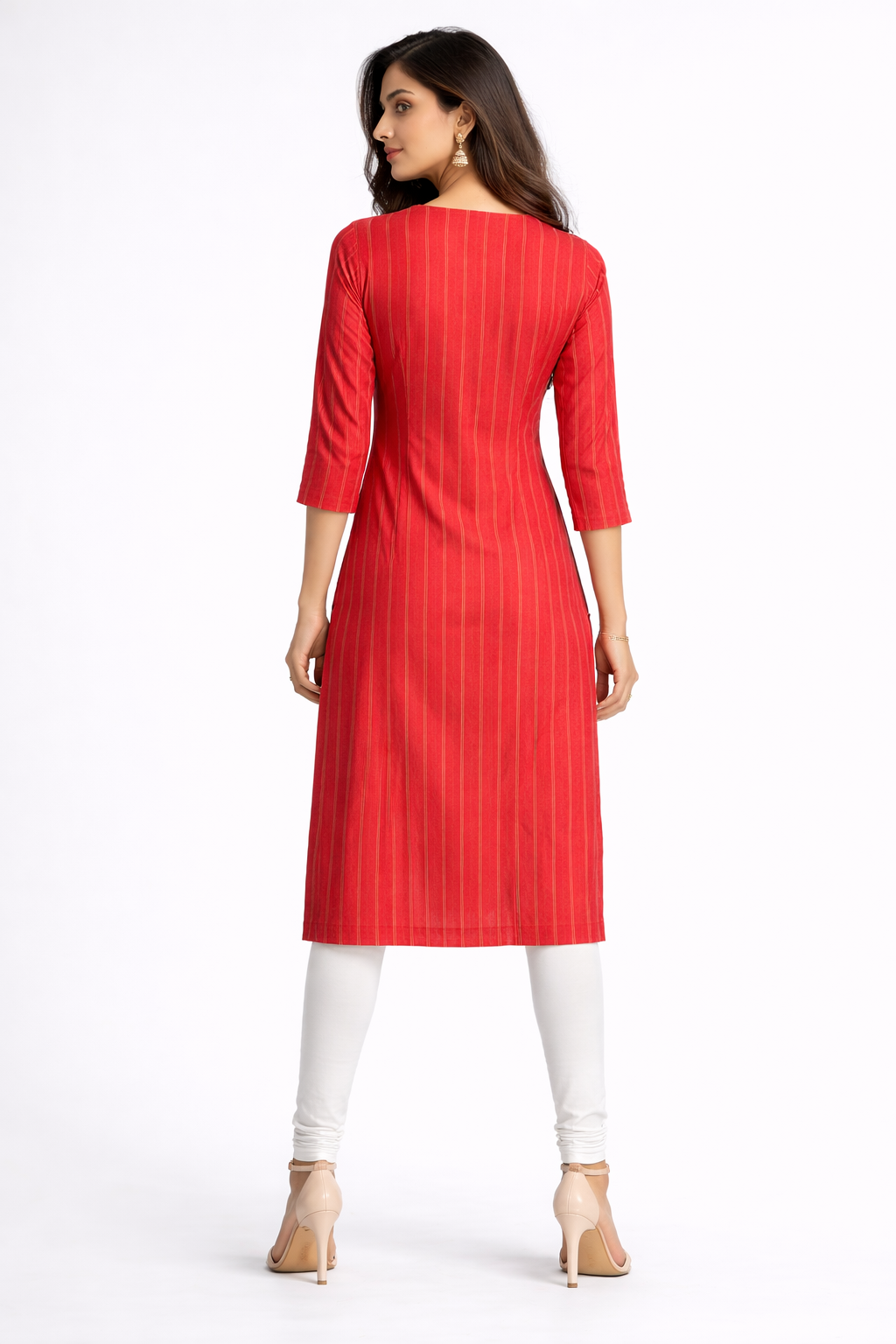 navy-blue-striped-embroidered-rayon-kurti-red-3