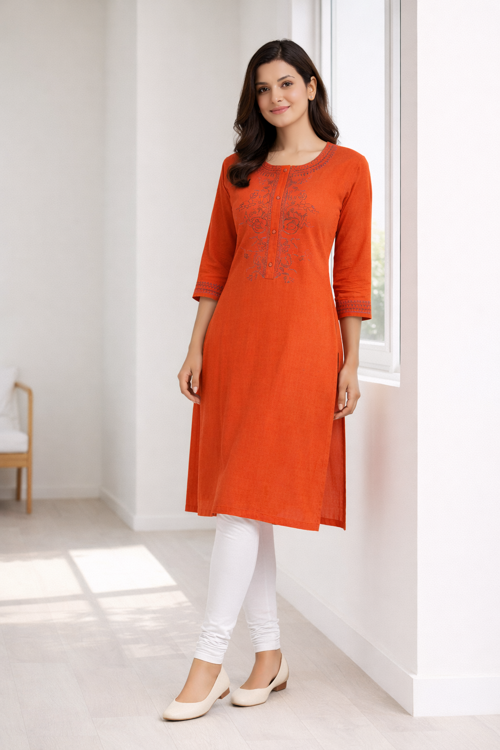 orange-embroidered-rayon-straight-kurti-orange-1.png