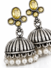 oxidised-silver-jhumka-earrings-with-yellow-stone-2.png