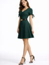 womens-dark-green-belted-a-line-short-dress-2.png