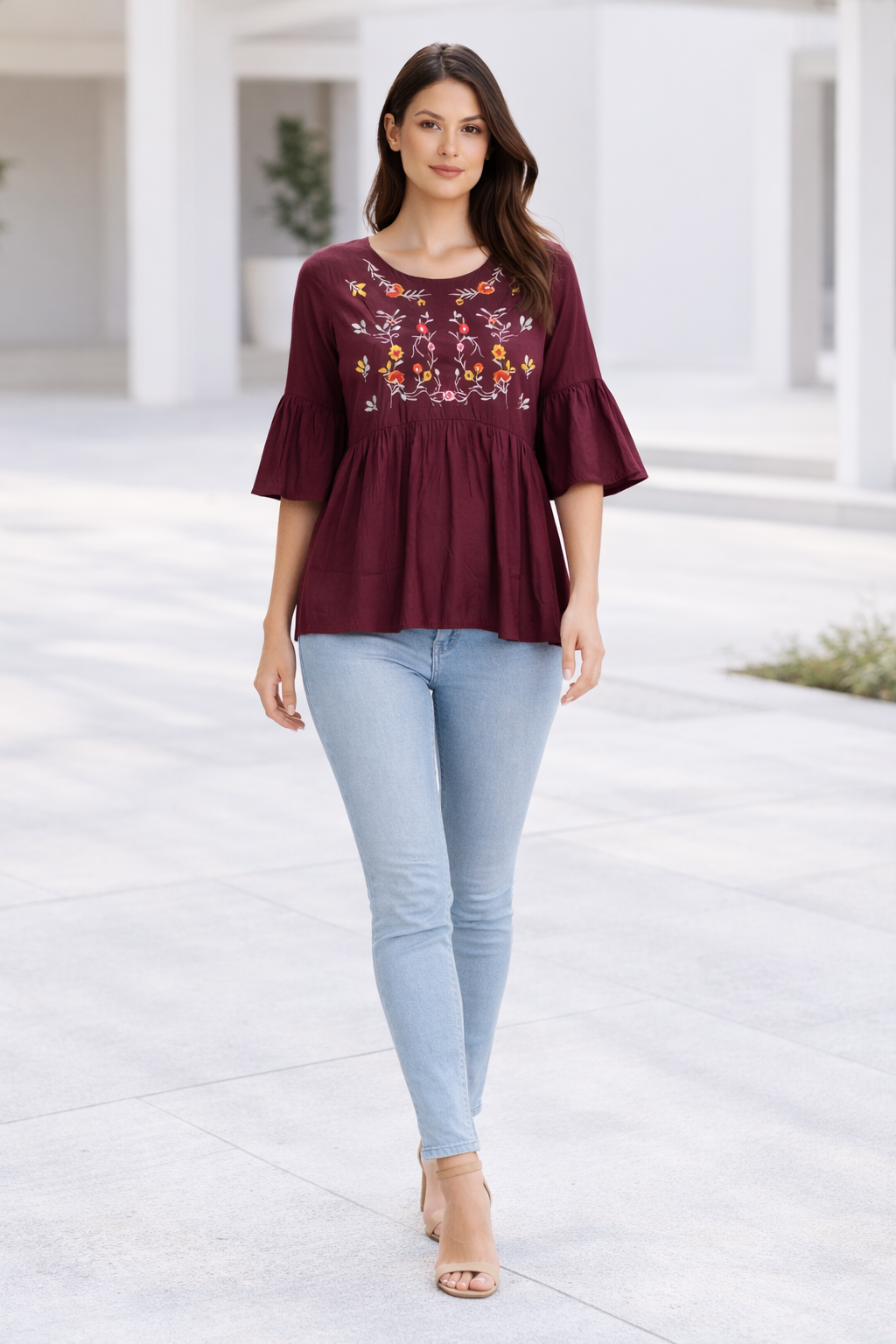 womens-maroon-embroidered-peplum-rayon-top-1.png