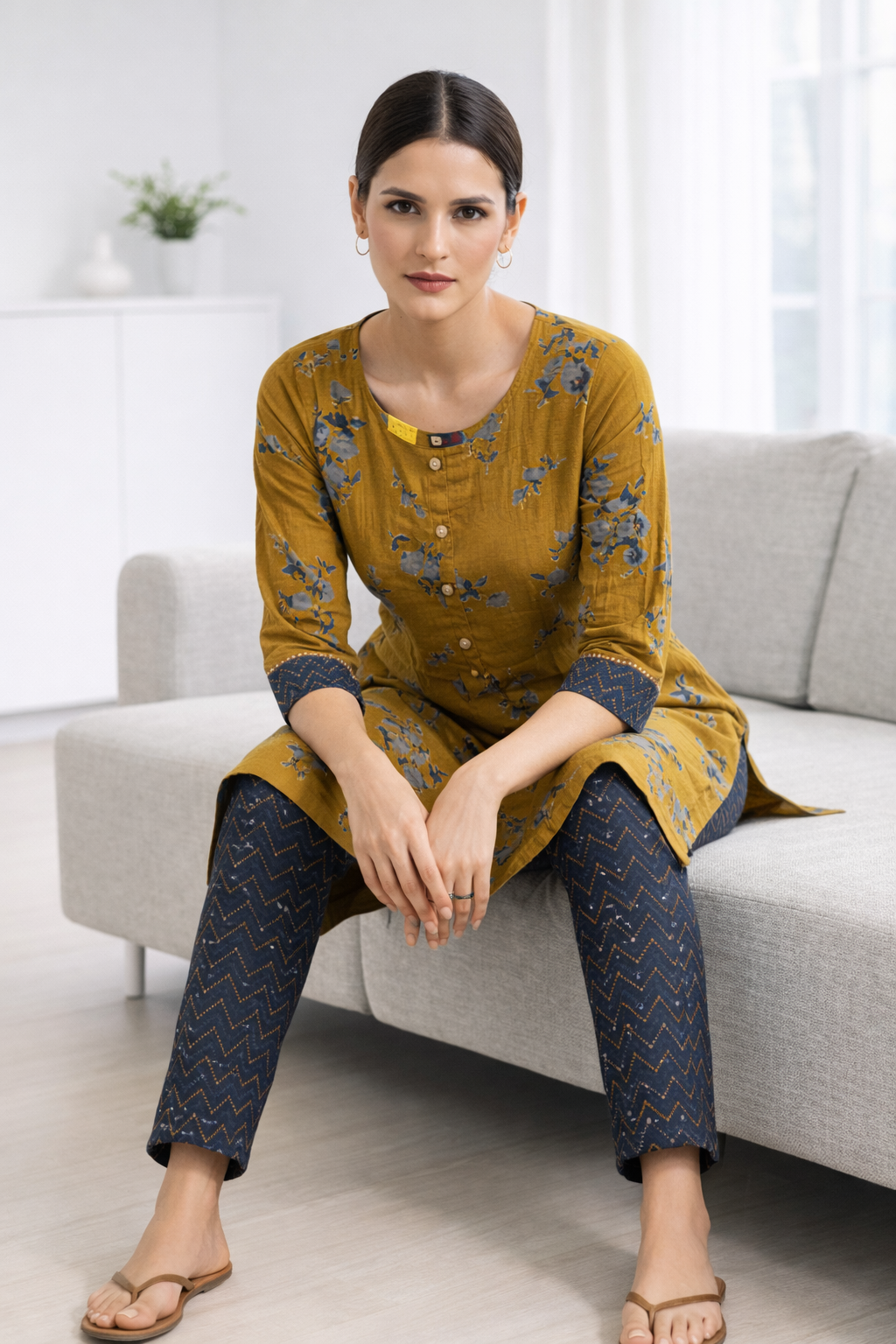womens-mustard-floral-printed-rayon-kurti-pant-set-mustard-4.png