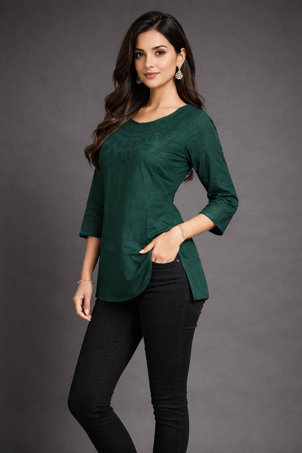 womens-solid-embroidered-rayon-tunic-top-green-2.png