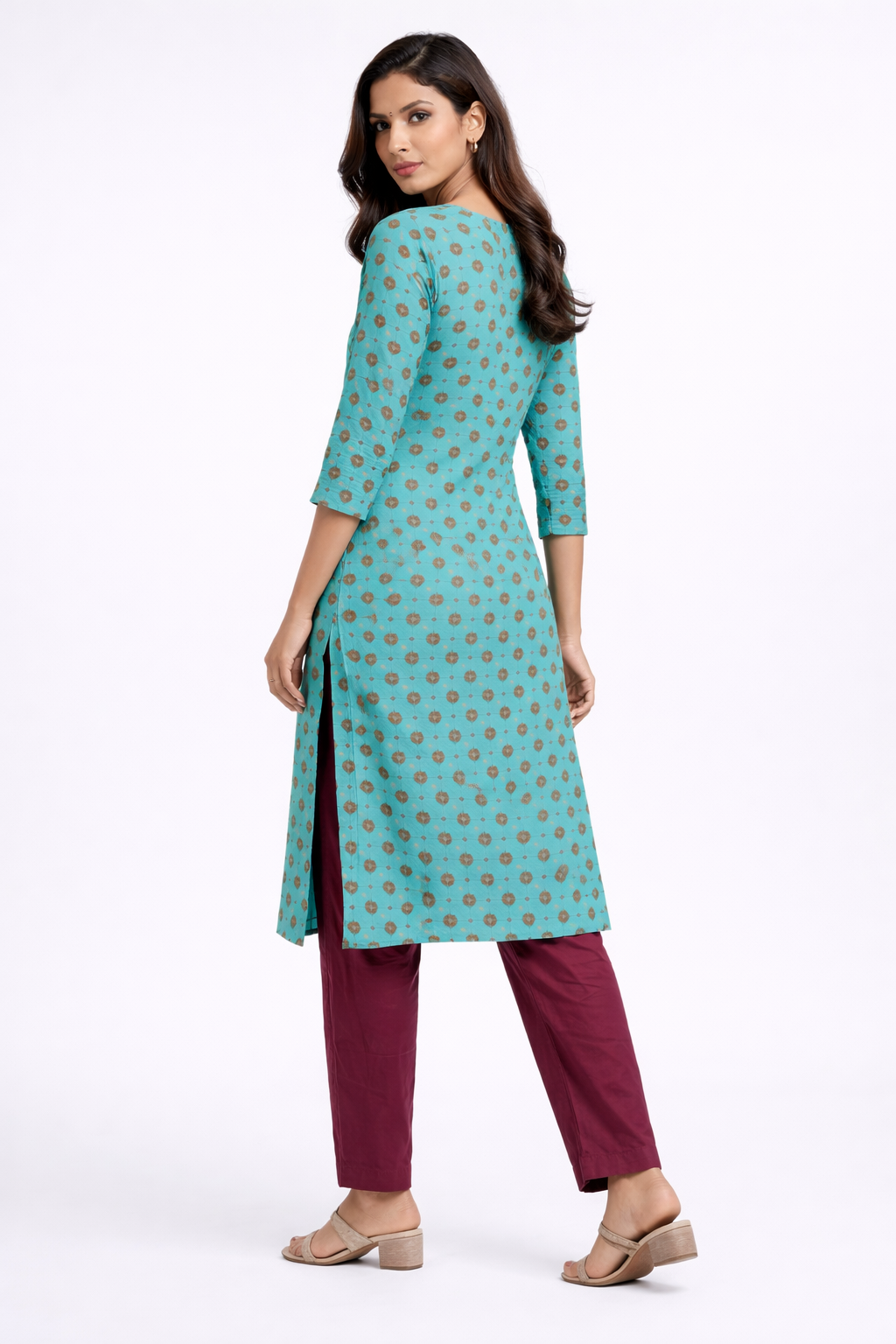 womens-teal-printed-cotton-kurti-with-pant-set-teal-front-2.png