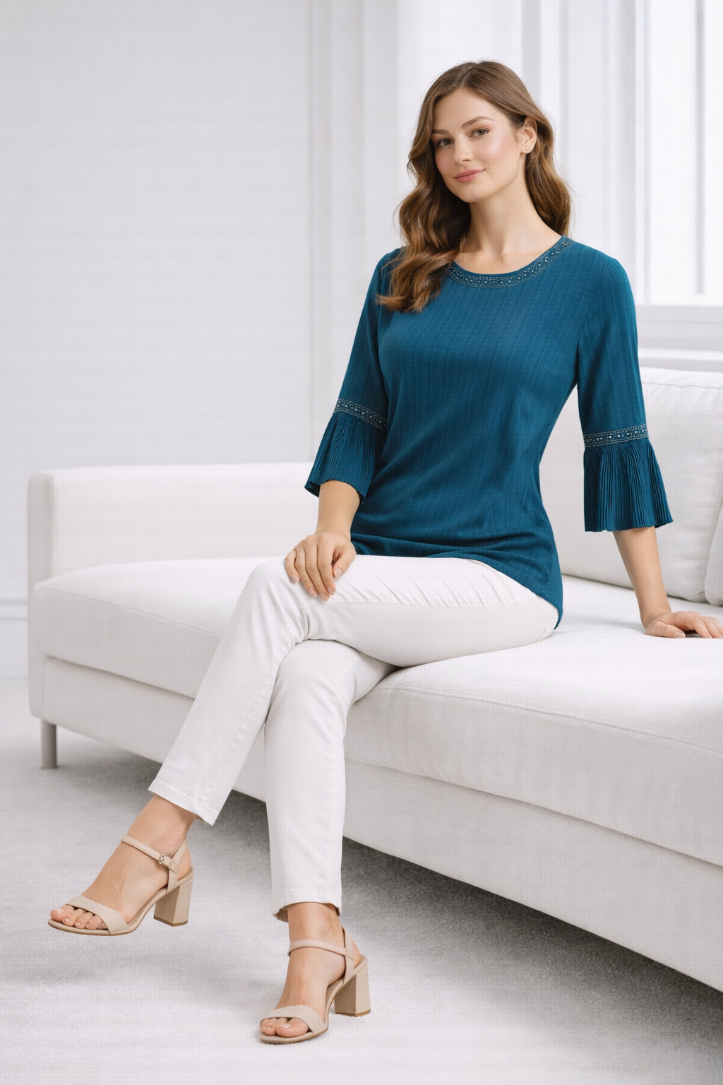 womens-teal-ribbed-georgette-bell-sleeve-top-4.png