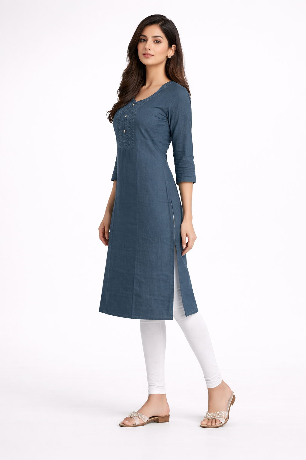 womens-embroidered-yoke-rayon-kurti-grey-3