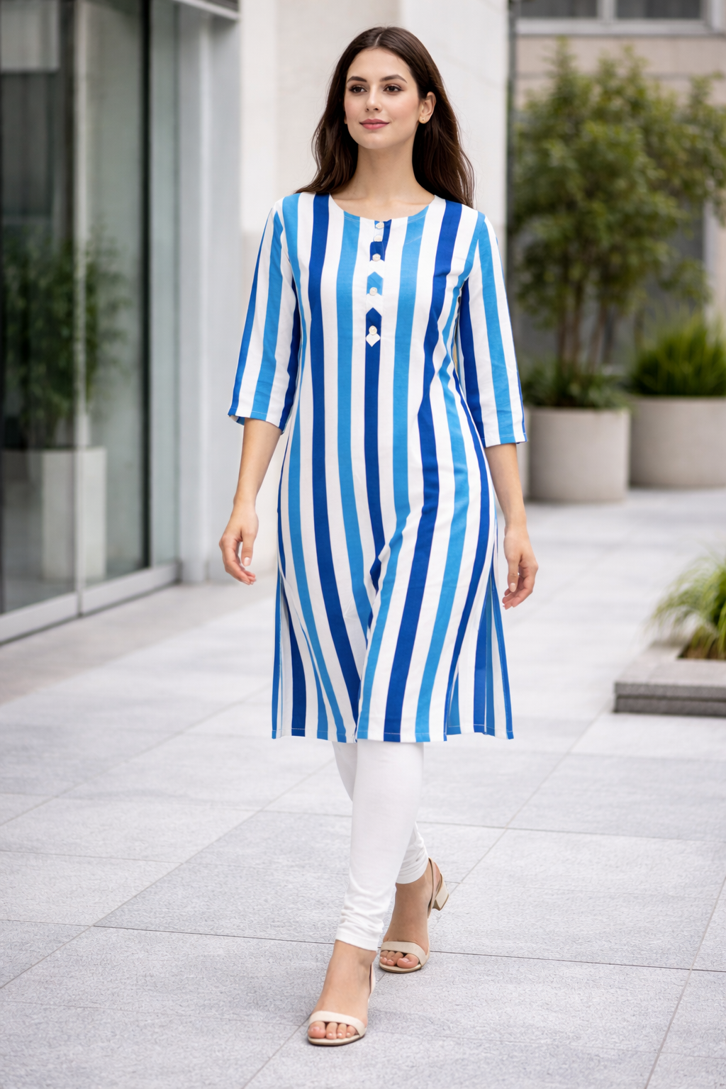 womens-vertical-striped-cotton-kurti-blue-white-1